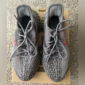 Yeezy Boost 350 V2 in Gray with Red Details